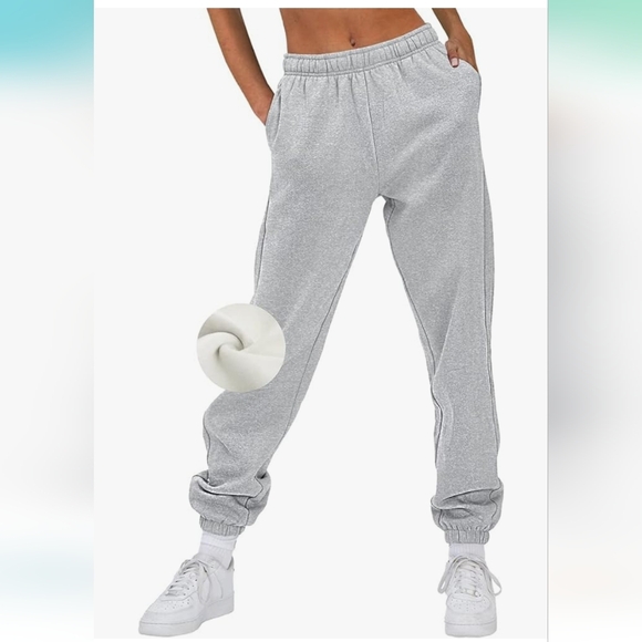 EFan Women's Baggy High-Waisted Sweatpants with Pockets Grey Size Medium - Picture 1 of 5